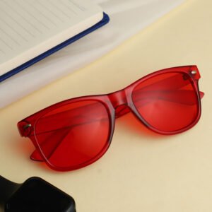 Transparent Red Full Rim Wayfarer Sunglass